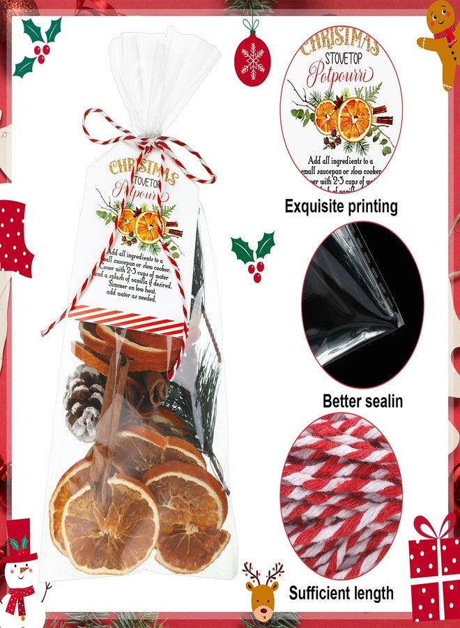 Watersay 24 Set 50 Pcs Christmas Potpourri Cellophane Bags Potpourri Gift Bags Stovetop Simmer Instruction Tags Holiday DIY Crafting Kit for Home Xmas Party Gift Decor(6 x 12'',Square) - Image 3